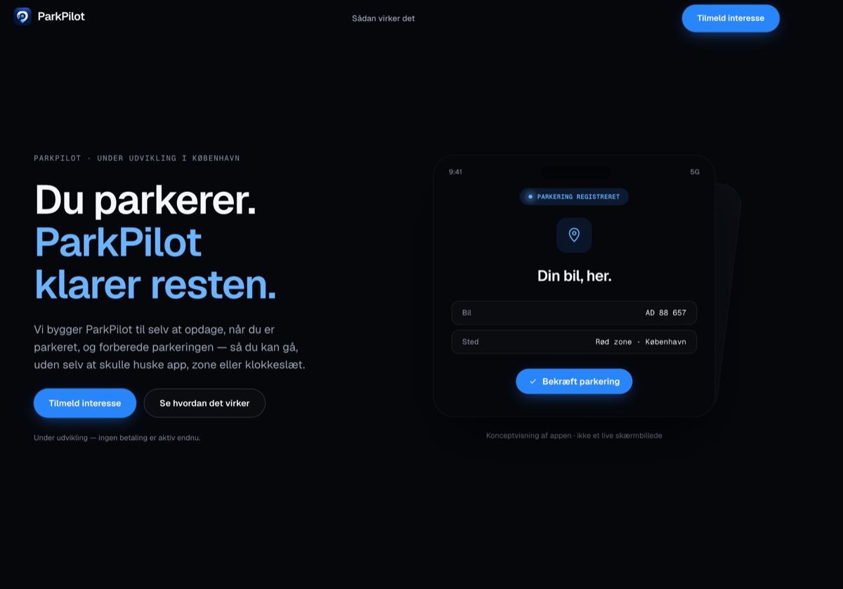 ParkPilot – landingsside